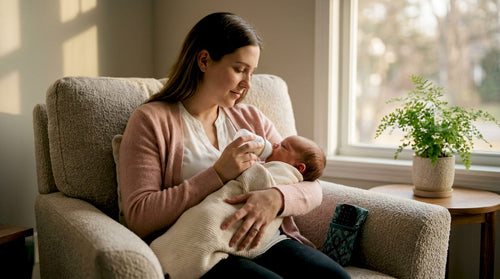 Mother feeding baby paced bottle feeding technique Featured Image