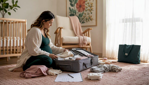 Pregnant woman packing hospital bag at home Featured Image