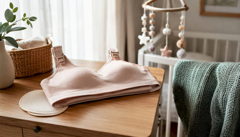 Soft seamless nursing bra with breastfeeding accessories