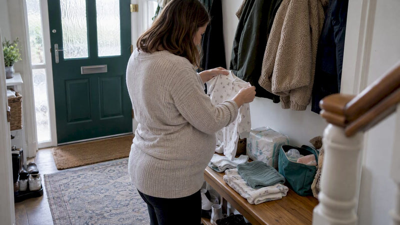 Expectant parent sorting practical baby gifts