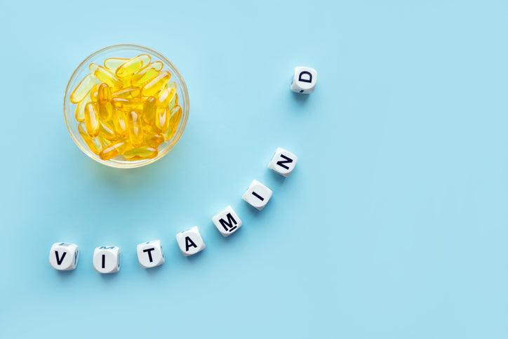 Vitamin D and a pot of tablets